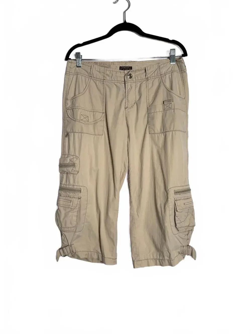 Women Vintage Y2K Soft Grunge Khaki Cargo Capris size 11